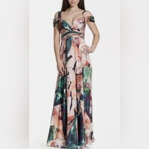 FOREVER UNIQUE long maxi dress, flower print, Sz 8